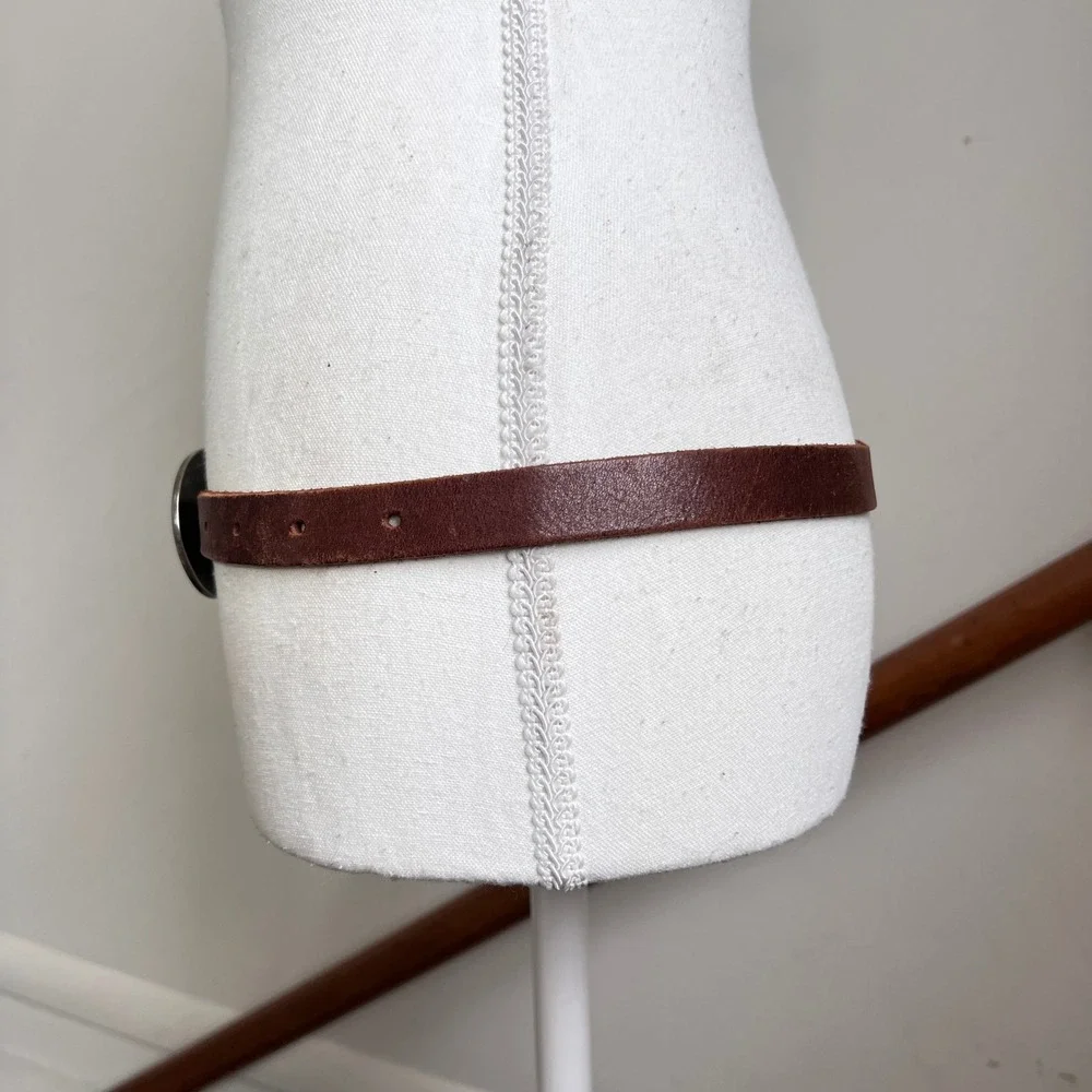 Vintage Banana Republic Safari Brown Leather Belt‎ Western Buckle Size 28